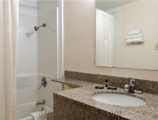 Banjo Front Vanity by Granite Bainbrook Brown for Travelodge by Wyndham