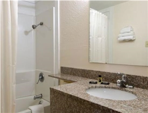 Banjo Front Vanity by Granite Bainbrook Brown for Travelodge by Wyndham