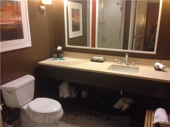 Beige Quartz Vanity Tops for Hotel Indigo