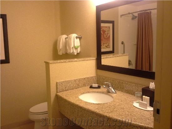 Curved Front Bathroom Granite Vanitytop for Courtyard Hotel by Marriott