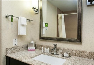 Granite Navajo White Granite Vanitytop with Rectangular Bowl Cutout for Springhill Suites by Marriott Granite Navajo White Granite Vanitytop with Rectangular Bowl Cutout for Springhill Suites by Marriott