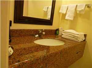 Maple Leaf Red Granite Bathroom Countertop for Super 8 Motel