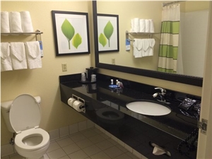 Shanxi Black Granite Stanard Straight Vanitytop with Tissue Slot for Fairfield Inn and Suites