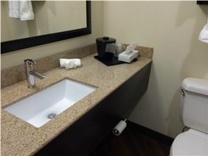 Square Sink Cutout Bathroom Vanitytop with White Ceramic Sink for La Quinta Inn and Suites Square Sink Cutout Bathroom Vanitytop with White Ceramic Sink for La Quinta Inn and Suites