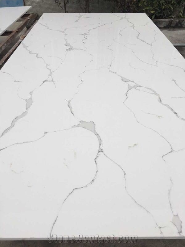 White Quartz Stone Slabs & Tiles, Solid Surfaces Engineered Stone