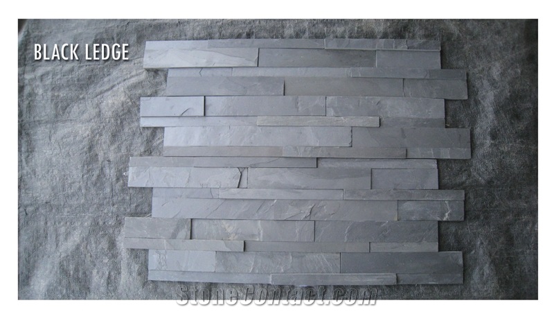 black slate, black Slate Cultured Stone, Wall Cladding, Stacked Stone Veneer