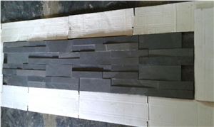 Cuddapha Black Limestone Ledge Stone, Black Limestone Wall Cladding, Cultured Stone