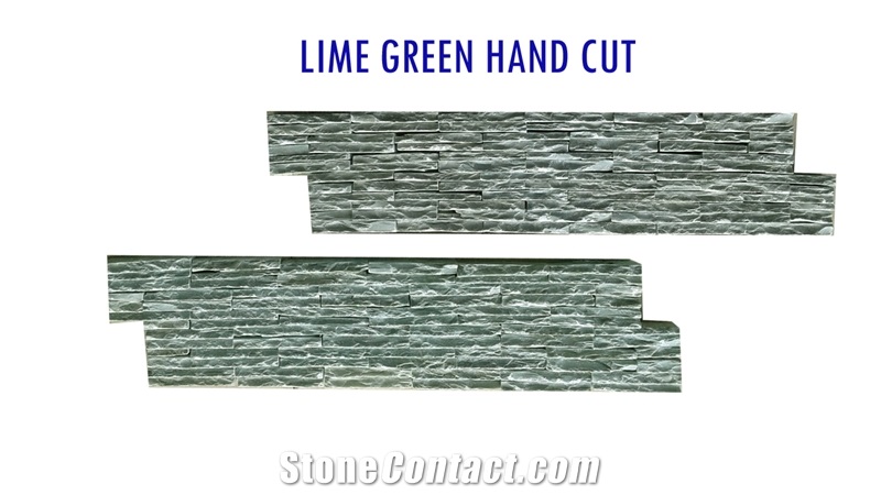 green Limestone wall cladding,  cultued stone,  ledge stone and hand cut