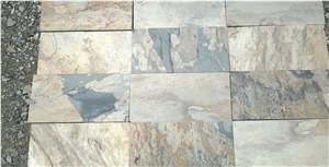 Indian Autumn Slate Ledge Stone, Multicolor Slate Wall Cladding, Stacked Stone Veneer