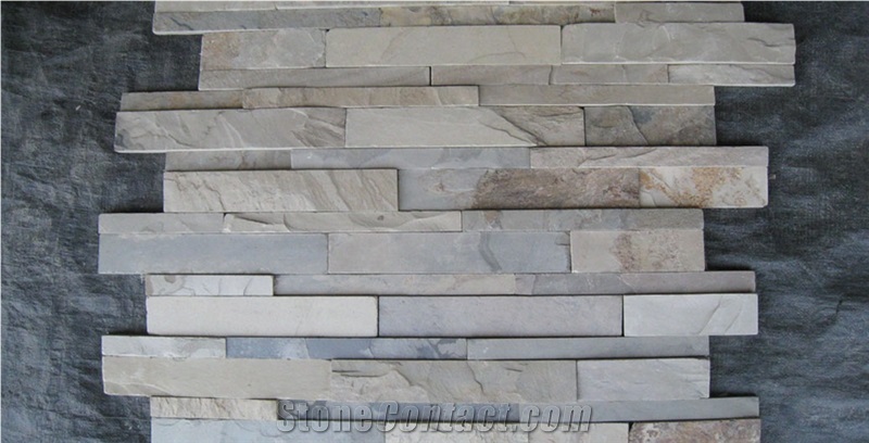 Indian Autumn Slate Ledge Stone, Multicolor Slate Wall Cladding, Stacked Stone Veneer