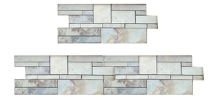 Indian Autumn Slate Ledge Stone, Multicolor Slate Wall Cladding, Stacked Stone Veneer