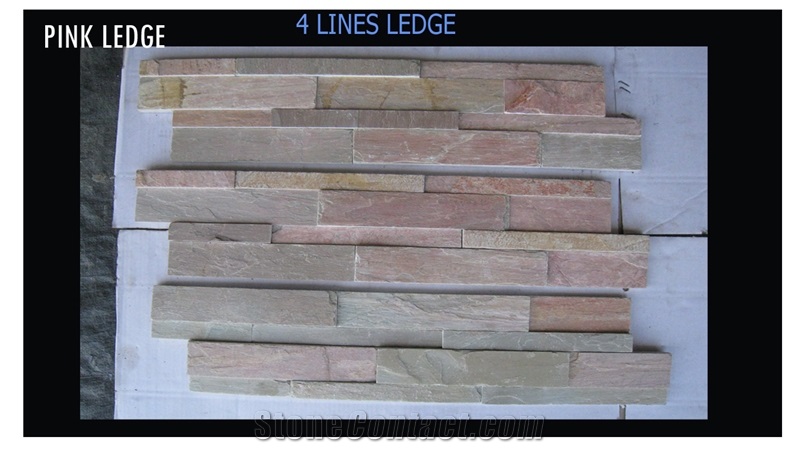 Lime Pink Ledge Stone, Pink Limestone Cultured Stone, Wall Cladding, Veneer