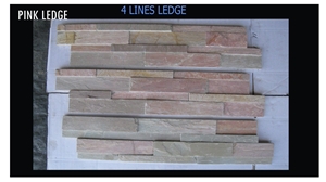 Lime Pink Ledge Stone, Pink Limestone Cultured Stone, Wall Cladding, Veneer