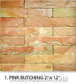 Lime Pink Ledge Stone, Pink Limestone Cultured Stone, Wall Cladding, Veneer