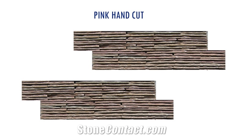 Lime Pink Ledge Stone, Pink Limestone Cultured Stone, Wall Cladding, Veneer