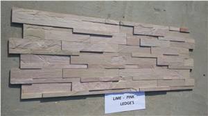 Lime Pink Limestone Ledge, Cultured Stone, Wall Cladding