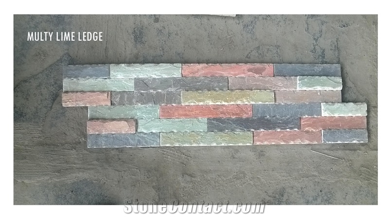 Multi Slate Ledge, Multicolor Slate Wall Cladding, Stacked Stone Veneer
