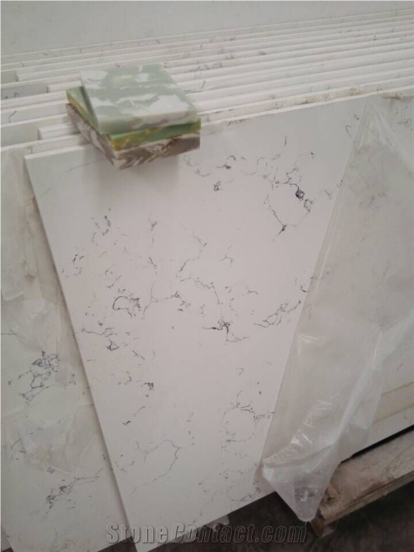 Carrara Pure White Quartz Stone Slab
