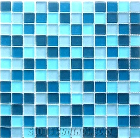 25x25mm 4mm Thickness Mixed Color Crystal Glass Mosaic Tiles for Swimming Pool
