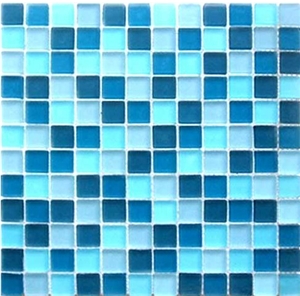 25x25mm 4mm Thickness Mixed Color Crystal Glass Mosaic Tiles for Swimming Pool