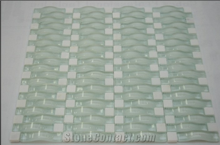25x25mm 4mm Thickness Mixed Color Crystal Glass Mosaic Tiles for Swimming Pool
