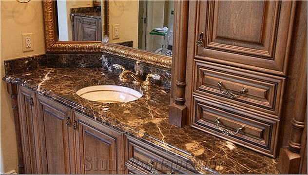 Best Selling Emperador Dark Marble Custom Vanity Tops