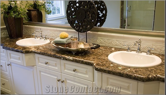 China Leading Supplier Countertop, Emperador Dark Marble Bath Tops
