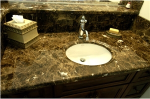 China Leading Supplier Countertop, Emperador Dark Marble Bath Tops