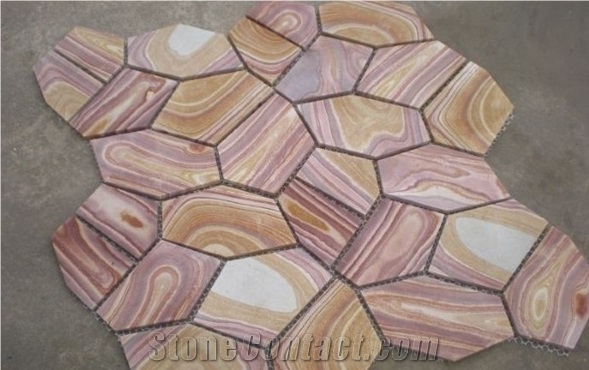 China New Rainbow Sandstone Flagstone, Sandstone Flagstone Wall, Sandstone Pavers