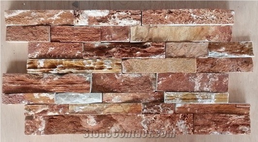 China Rusty Brown Slate Cultured Stone, Wall Cladding, Stacked Stone Veneer Clearance, Manufactured Stone Veneer