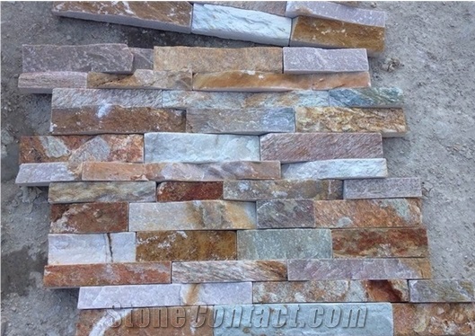China Rusty Brown Slate Cultured Stone, Wall Cladding, Stacked Stone Veneer Clearance, Manufactured Stone Veneer
