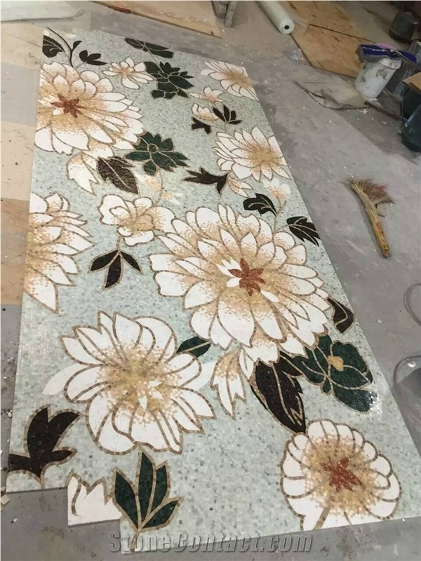 Chinese Interesting Stone Art Colored Marble Mosaic Pattern Tile Marble Waterjet Medallions