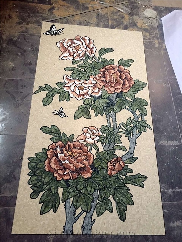 Chinese Interesting Stone Art Colored Marble Mosaic Pattern Tile Marble Waterjet Medallions
