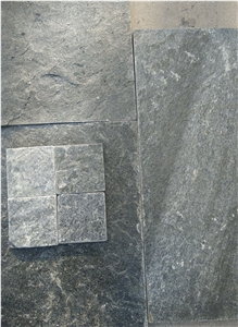 Dark Grey Quartzite Tumbled Tiles, China Natural Quartzite