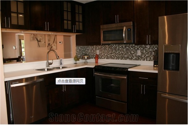 Engineered Quartz Kitchen Countertops/Pure White Quartz Stone Countertop/Pure White Quartz Kithen Island Top