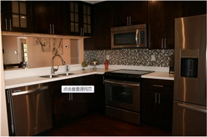 Engineered Quartz Kitchen Countertops/Pure White Quartz Stone Countertop/Pure White Quartz Kithen Island Top