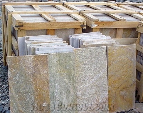 Golden Honey Flooring Tiles, Cheap Price Nature Stone Golden Quartzite Tiles & Slabs