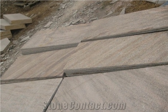 Hot Sale Natural Quartzite Tile, Flamed Pink and Grey Quartzite Floor Tiles