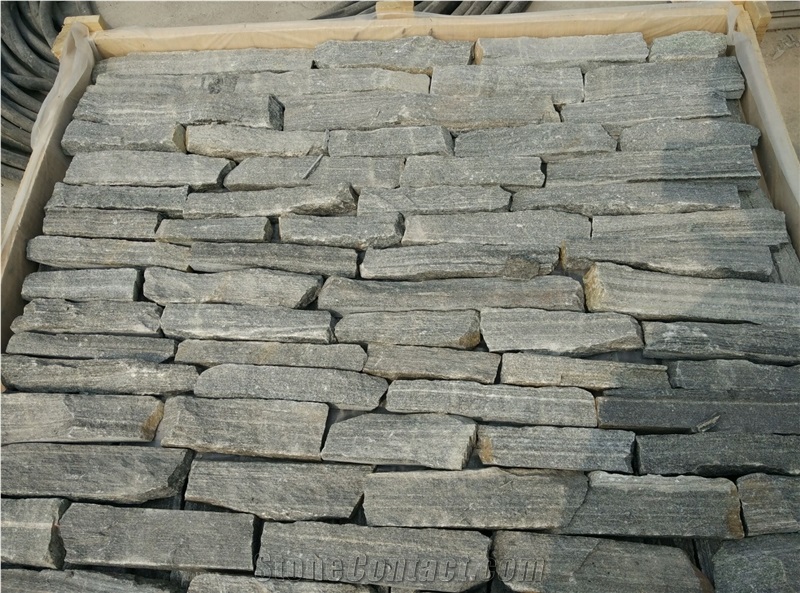 Natural Stone Wall Panel, China Natural Grey Quartzite Corner Stone