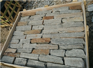 Natural Stone Wall Panel, China Natural Grey Quartzite Corner Stone