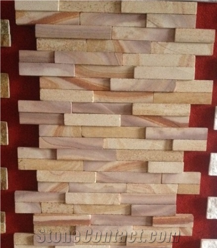 New Arrival Flat Finished High Quality Interior Deorative Wall Stone, Yellow Sandstone Cultured Stone
