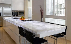Pure White Quartz Stone Countertops, Kitchen Top