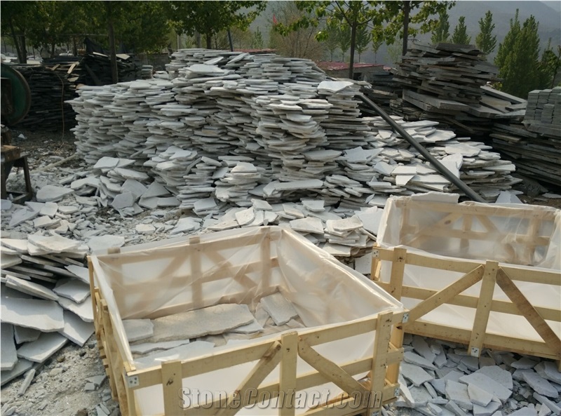 White Quartzite Flamed Crazy Pattern, White Quartzite Irregular Flagstones