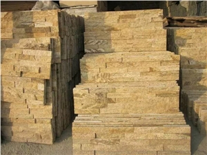 Yellow Quartzite China Culture Stone, Stacked Stone Veneer Wall Cladding