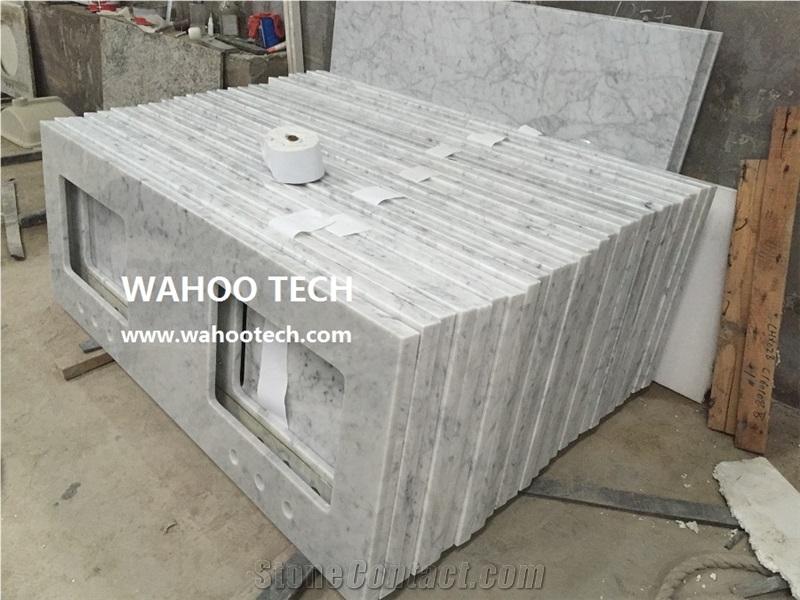Bianco Carrara White Marble Vanity Top/Bianco Carrara White Marble Bathroom Vanity Top/ Carrara White Marble Bath Top/ Carrara White Marble Bathroom Countertop/ Carrara White Natural Stone Vanity Top