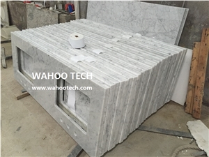 Bianco Carrara White Marble Vanity Top/Bianco Carrara White Marble Bathroom Vanity Top/ Carrara White Marble Bath Top/ Carrara White Marble Bathroom Countertop/ Carrara White Natural Stone Vanity Top