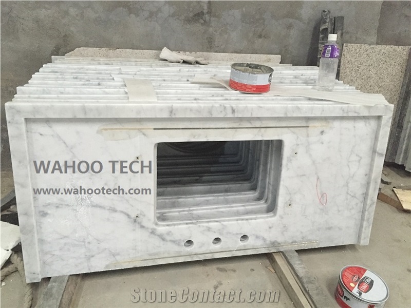 Bianco Carrara White Marble Vanity Top/Bianco Carrara White Marble Bathroom Vanity Top/ Carrara White Marble Bath Top/ Carrara White Marble Bathroom Countertop/ Carrara White Natural Stone Vanity Top