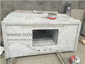 Bianco Carrara White Marble Vanity Top/Bianco Carrara White Marble Bathroom Vanity Top/ Carrara White Marble Bath Top/ Carrara White Marble Bathroom Countertop/ Carrara White Natural Stone Vanity Top