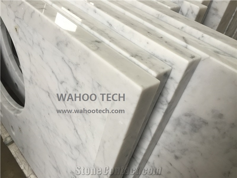 Bianco Carrara White Marble Vanity Top/Bianco Carrara White Marble Bathroom Vanity Top/ Carrara White Marble Bath Top/ Carrara White Marble Bathroom Countertop/ Carrara White Natural Stone Vanity Top