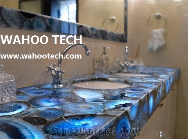 Blue Agate Semiprecious Stone Bath Vanity Tops/Blue Semiprecious Stone Vanity Tops/Blue Semiprecious Stone Bathroom Countertops